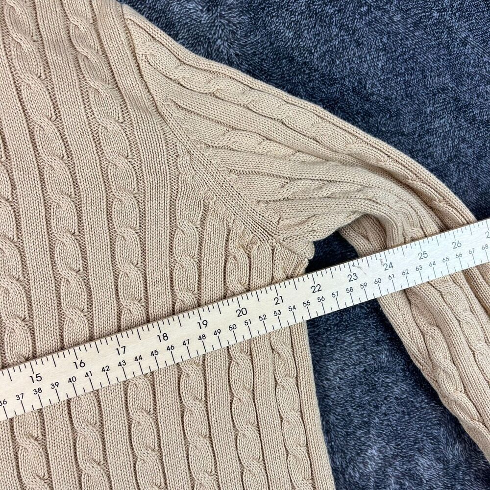 Vtg Lauren Ralph Lauren Chunky Cable Knit Shawl Collar Cotton Cardigan L/XL* - Picture 12 of 12